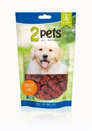 2pets Dogsnack Chicken Cubes, 100gr