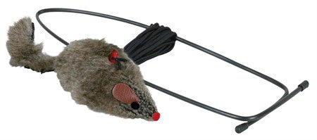 Kattleksak plyshmus 8cm i gummiband 1,75m