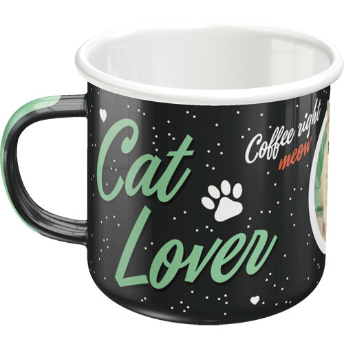 Emaljmugg "Cat lover black", 8,5 x 9 cm, 0,33L"