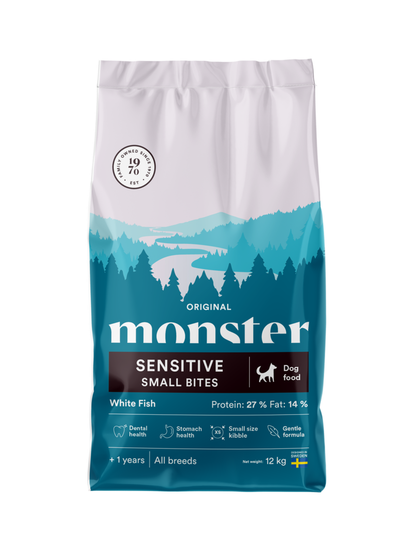 Monster Dog Orig Sensitive Fish Small Bites 12kg