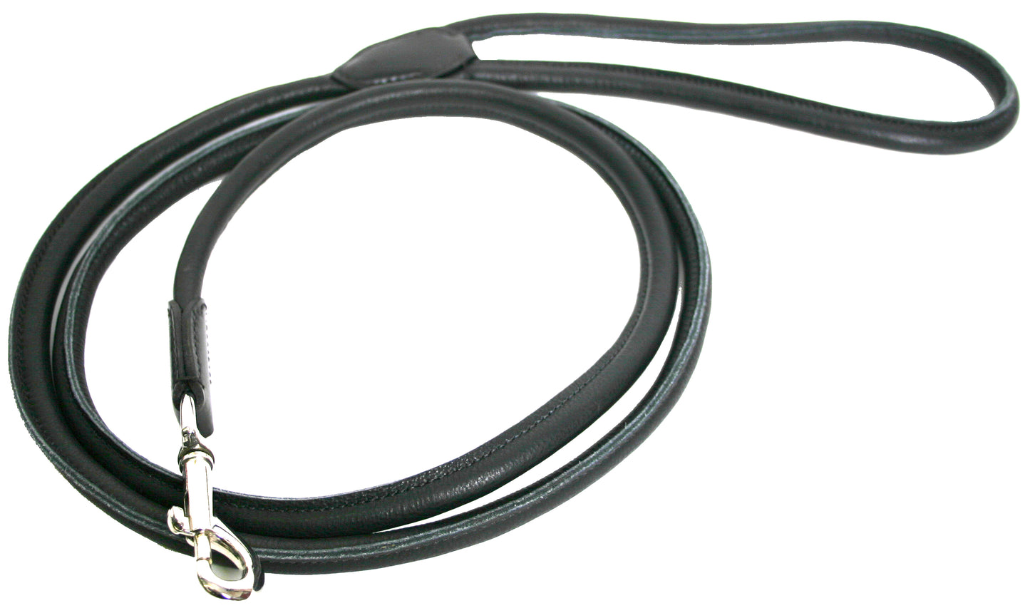 Läderkoppel runtsytt Svart 6mm/180cm