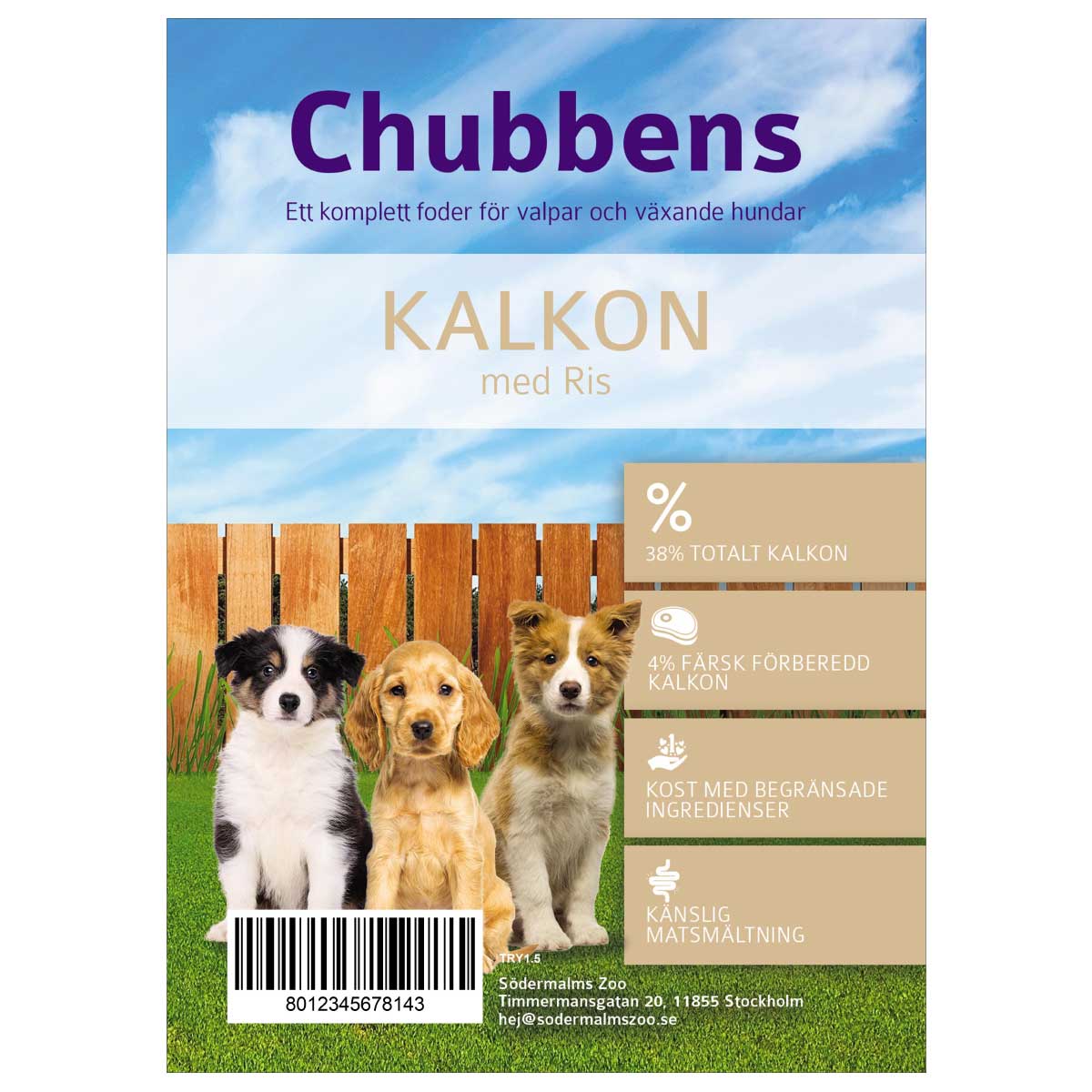 Chubbens Kalkon med Ris valpar
