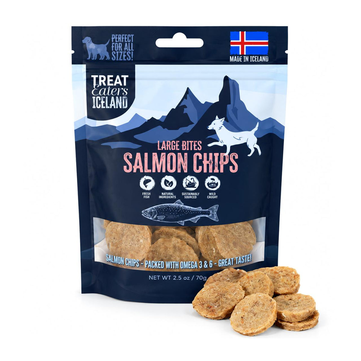 Hundgodis Iceland Salmon Chips Large Bites 70gr