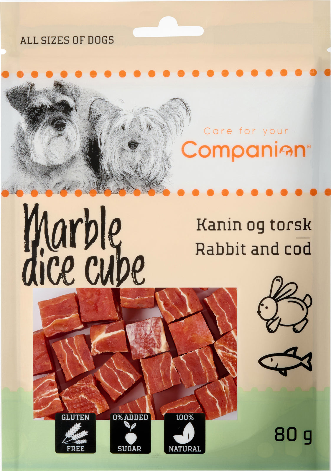 Companion Marble dice cube, kanin och torsk
