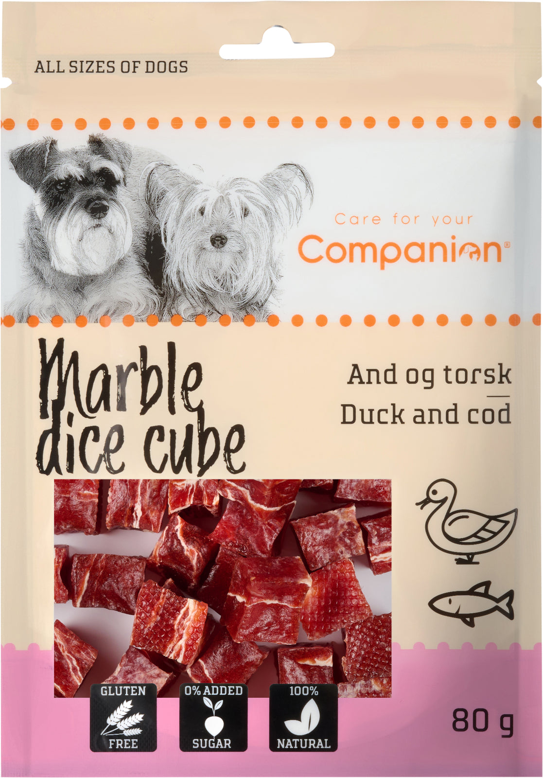 Companion Marble dice cube, anka och torsk