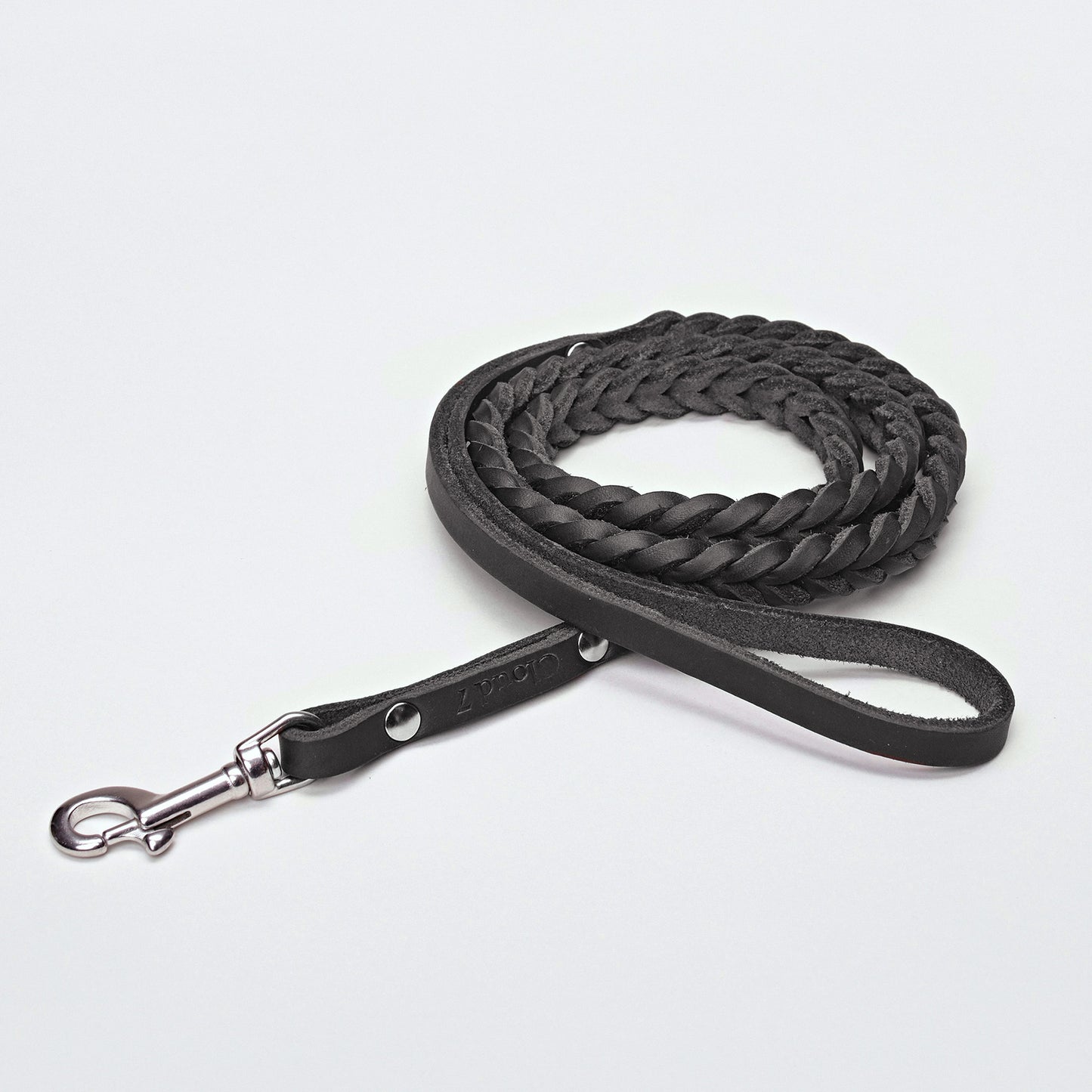 Charlie-And-Friends-Hundprodukter-Hundkoppel-Koppel-Flätat-Läder-Svart-Front