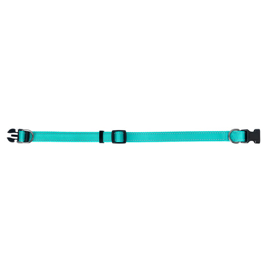 Nylonhalsband Iris Ställbart Turkos 10mmx22-35cm