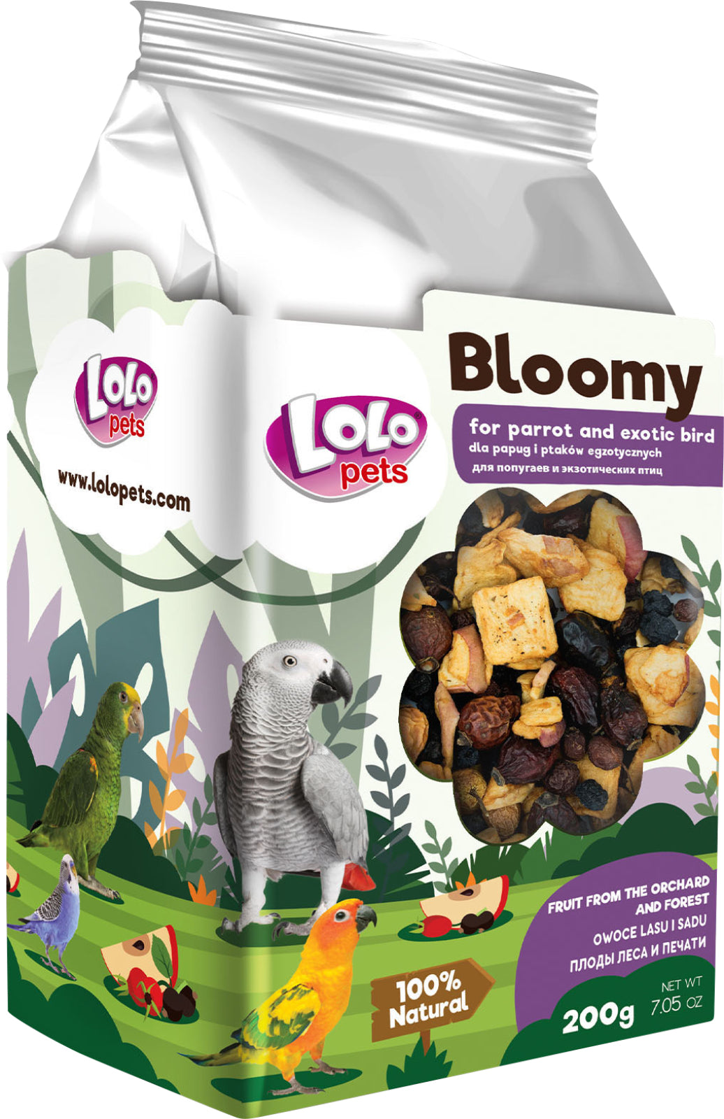 Bloomy Forest+orchard  fr papegojor och exotiska fglar