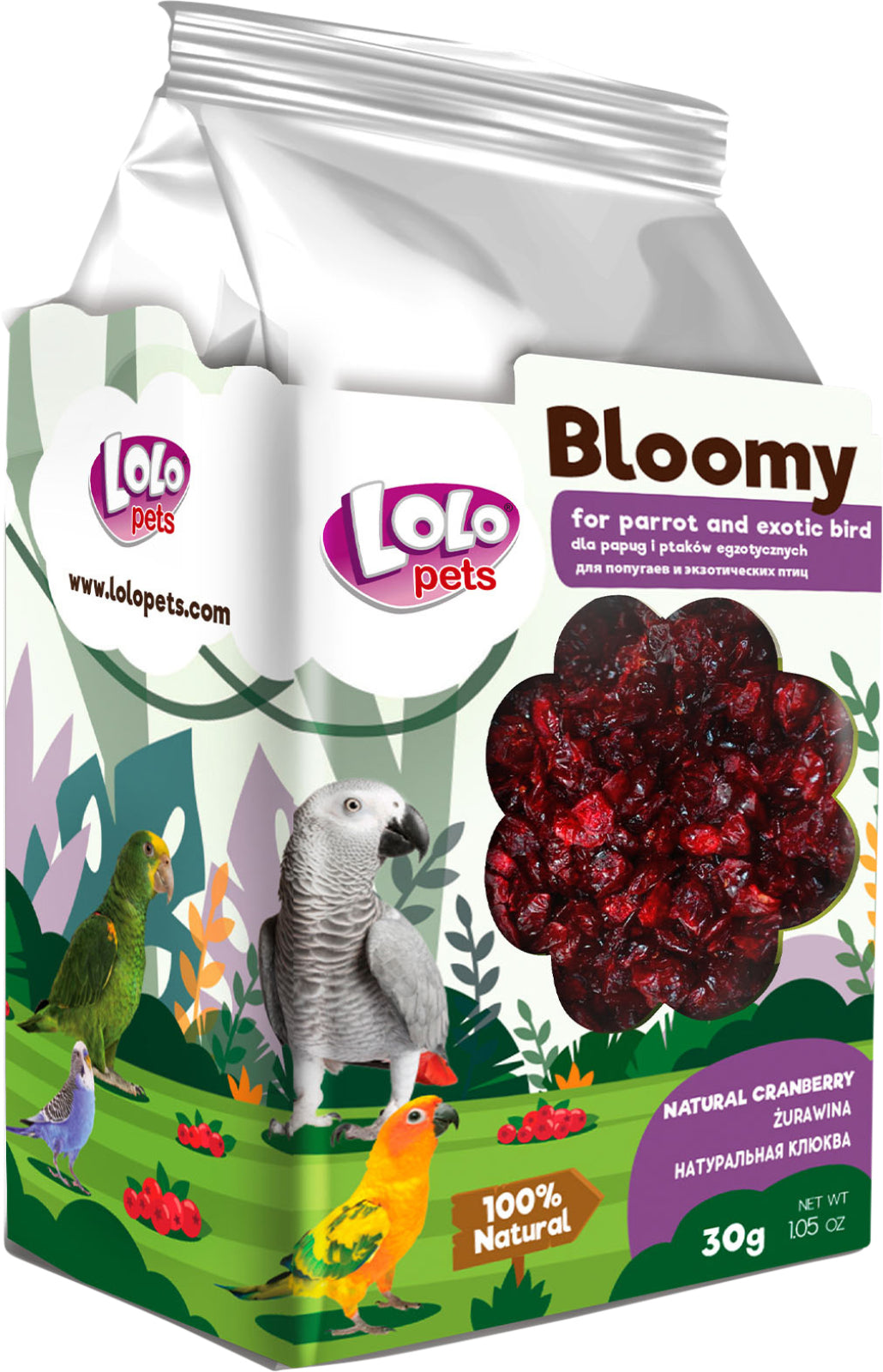 Bloomy Cranberry fr papegojor och exotiska fglar