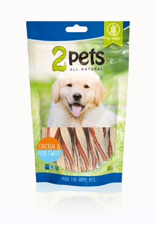 Hundgodis 2Pets Chicken& Fish Twist 100g