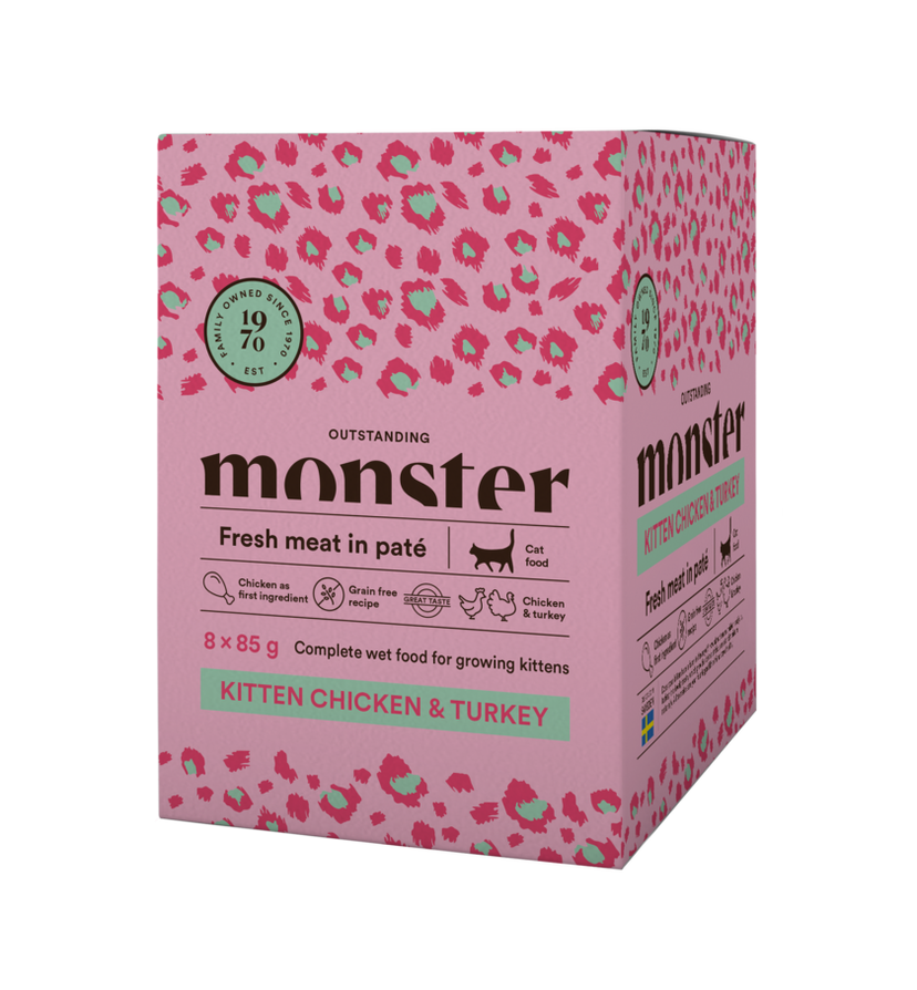 Monster Cat Pouches Kitten Chicken/Turkey 85gr