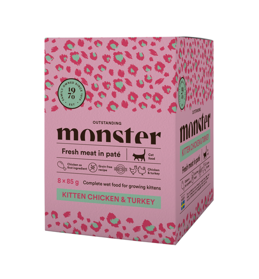 Monster Cat Pouches Kitten Chicken/Turkey 85gr