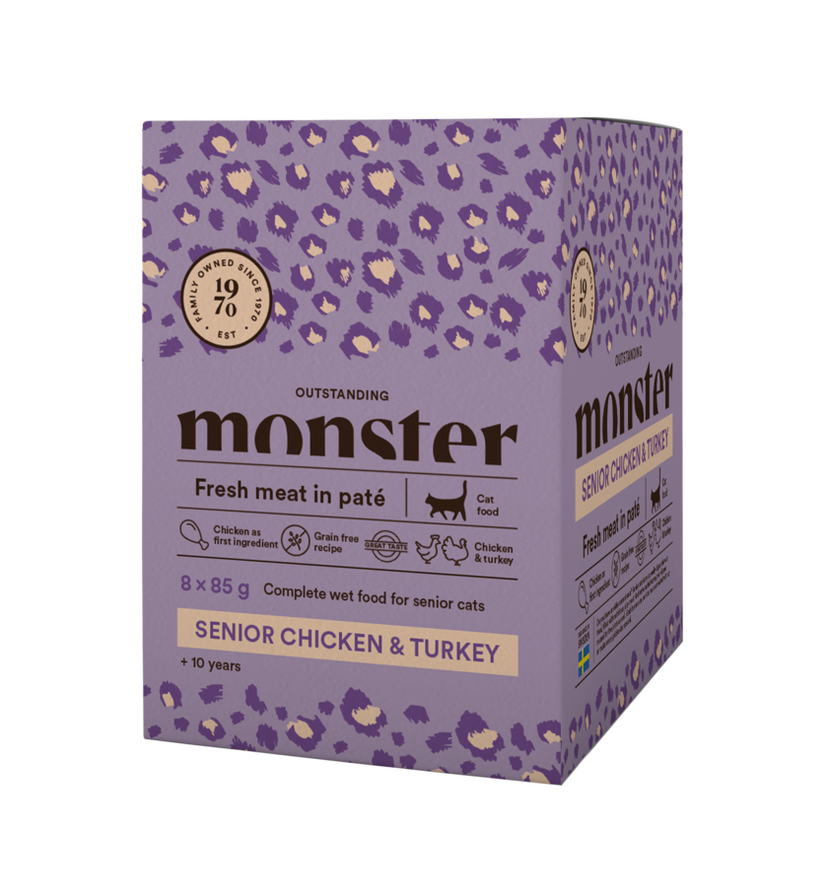 Monster Cat Pouches Senior Ch/Turkey 85gr