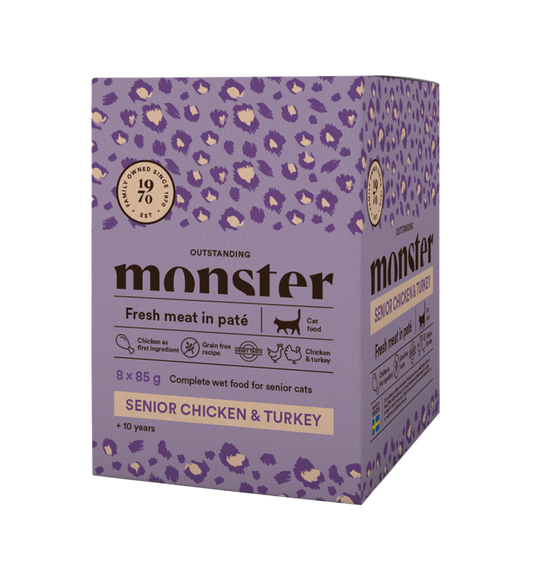 Monster Cat Pouches Senior Ch/Turkey 85gr