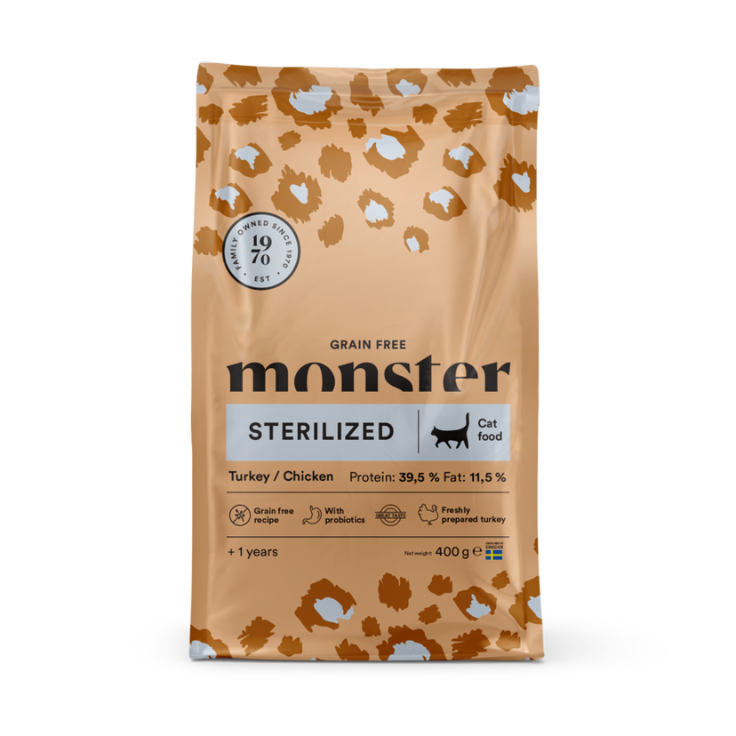 Monster Cat GF Sterilised Turkey/Chick 400gr