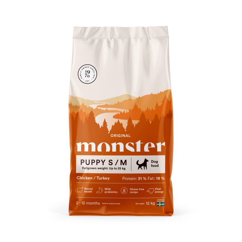 Monster Original Puppy S/M Chick/Turkey 12kg