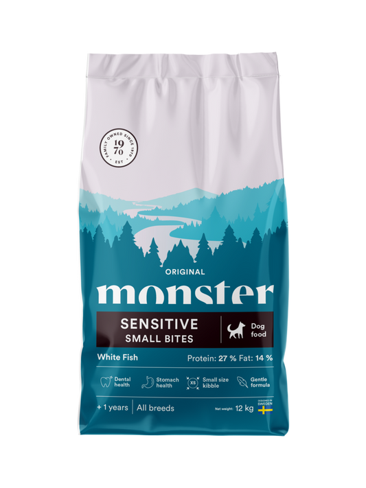 Monster Dog Orig Sensitive Fish Small Bites 12kg
