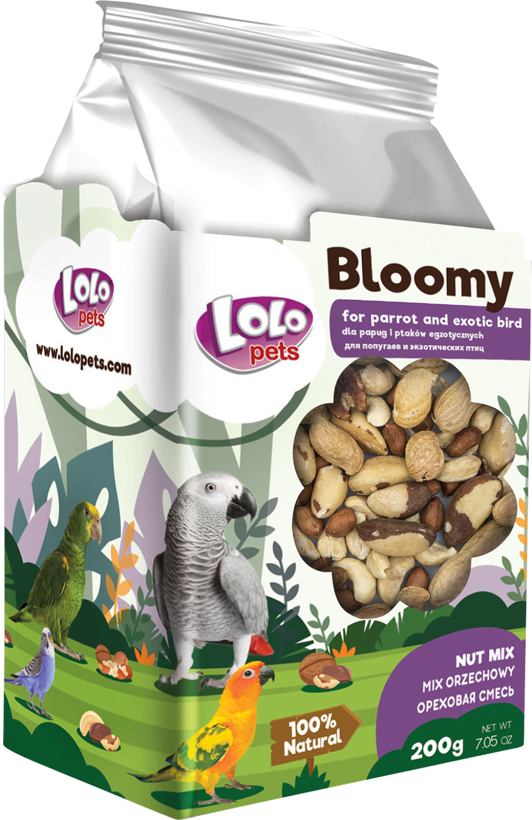 Bloomy Nut Mix fr papegojor och exotiska fglar
