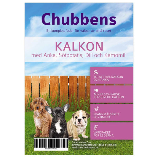 Chubbens Kalkon med Anka, Sötpotatis, Dill och Kamomill Valpar