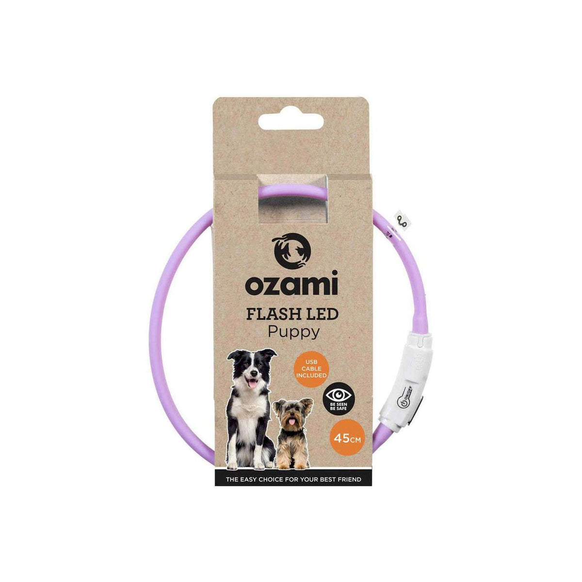 Lyshalsband Puppy Led Lila 45cm