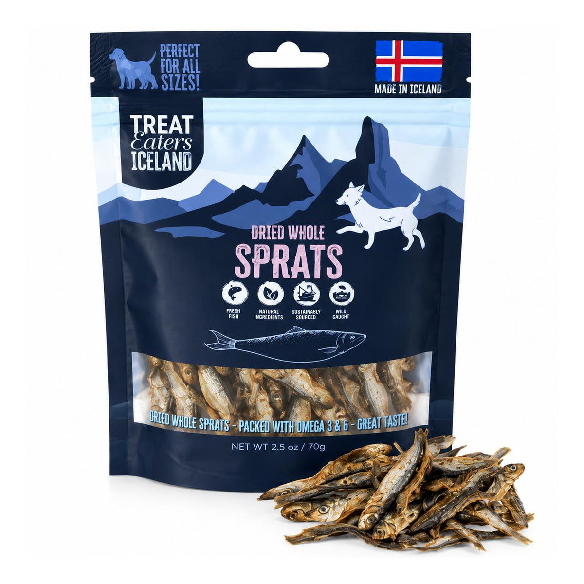 Hundgodis Iceland Dried Whole Spratz 70gr