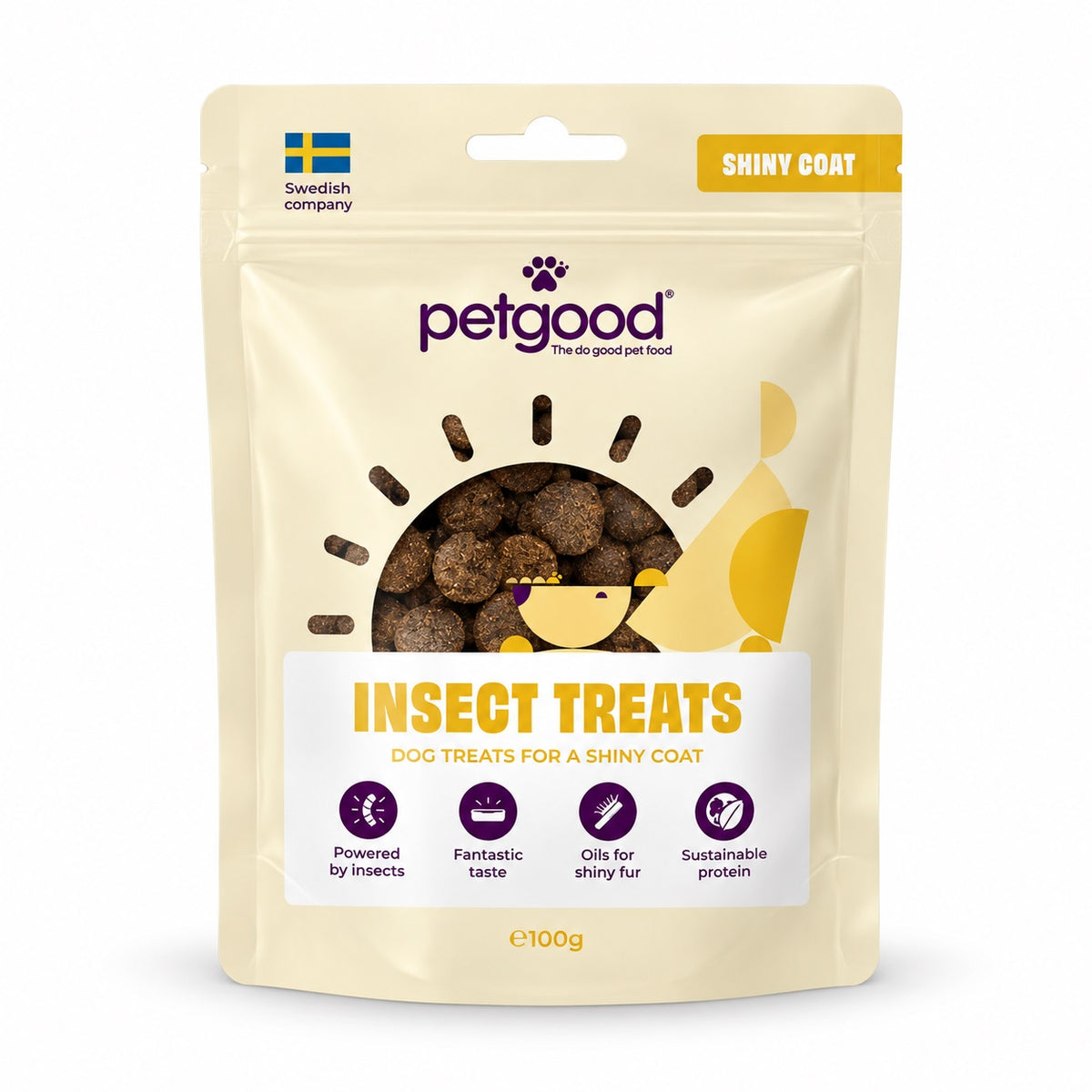 Insektsbaserat hud och päls hundgodis 100gr