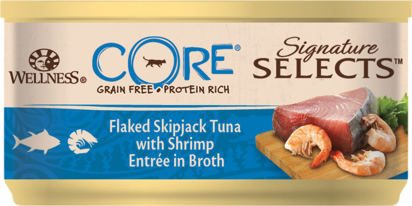CORE Sig.Selects Flakad Skipjack tonfisk med rkor i buljong