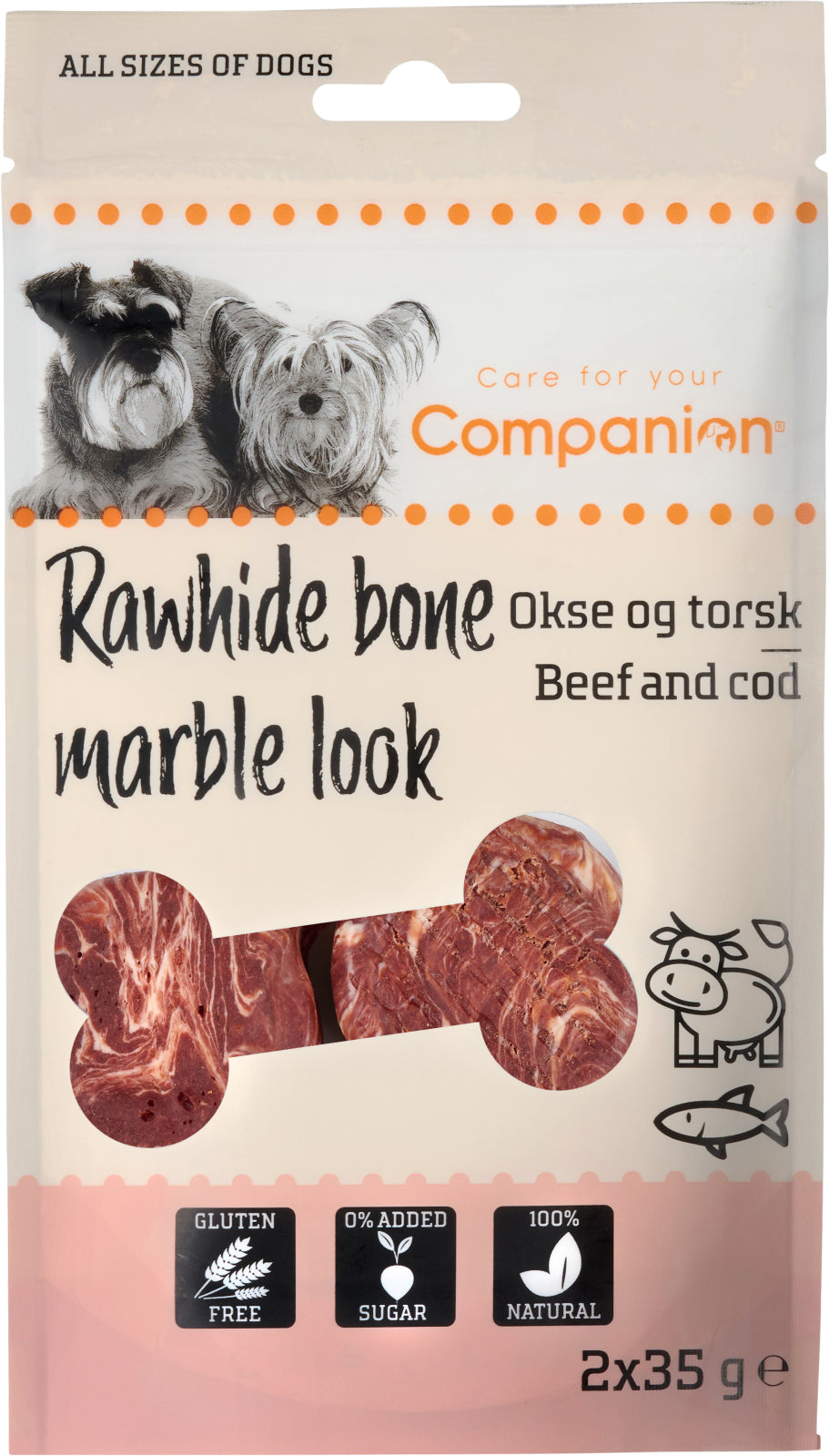 Companion Rawhide bone marble look, ntktt och torsk