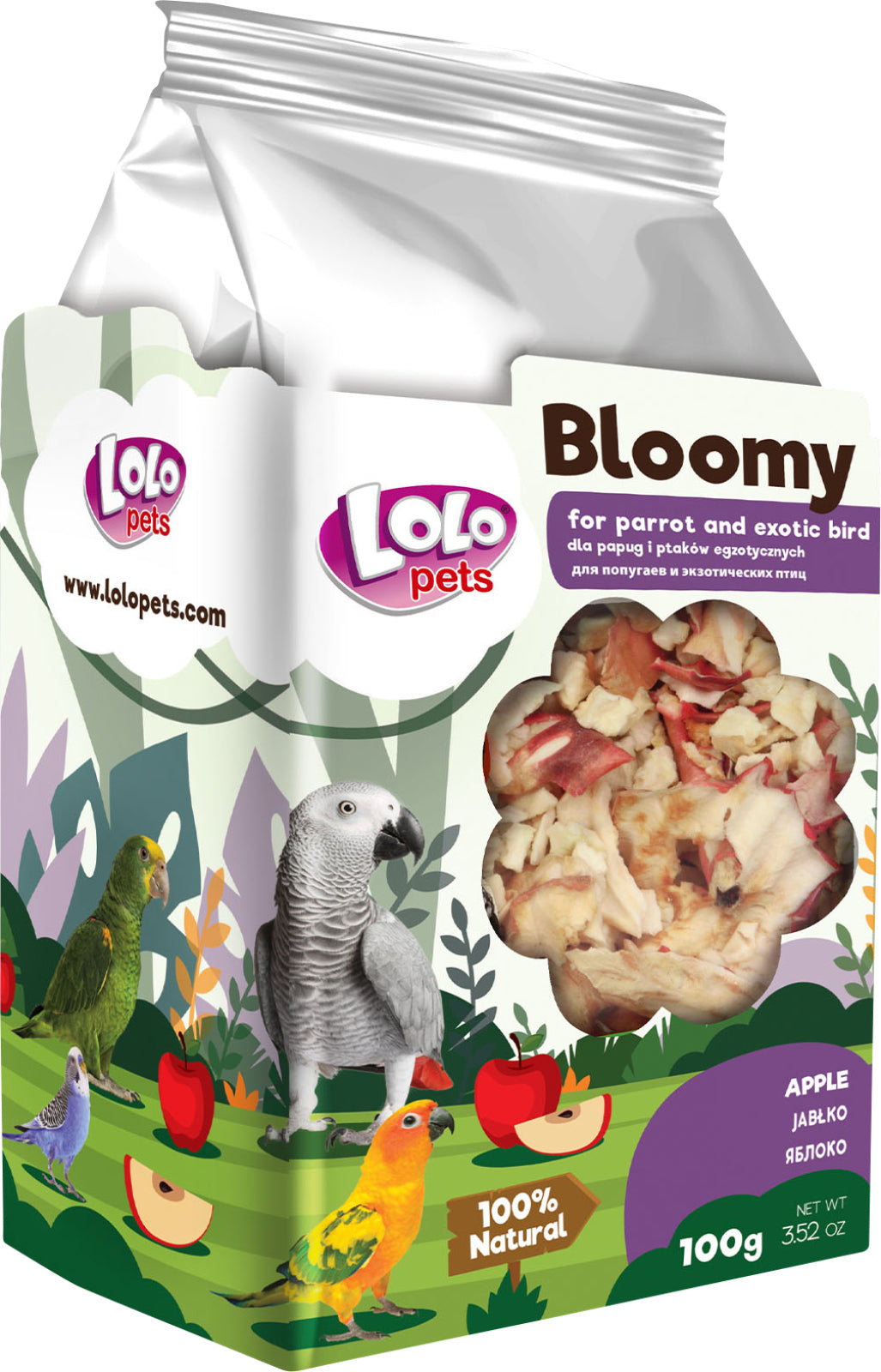 Bloomy Apple fr papegojor och exotiska fglar